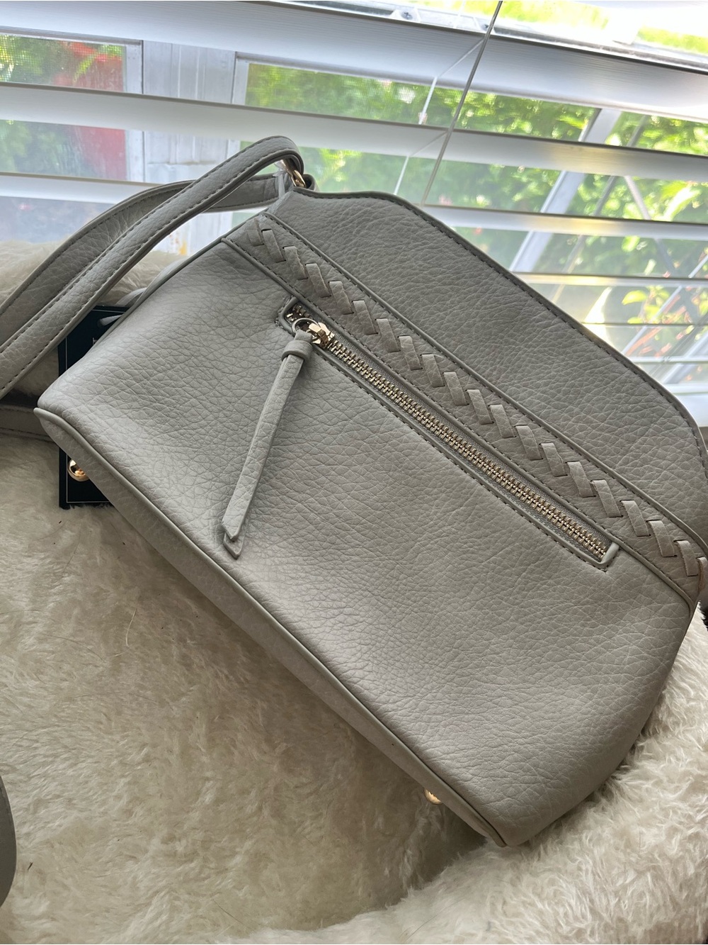 Vegan Leather Crossbody Bag in Light Gray, NWT, La Terre Brand